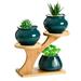 XXXFLOWER Bamboo Plant Stand 3 Tiers Indoor Succulent Windowsill Shelf - Small Tabletop Plant Holder for Home Office Living Room Bedroom Decoration