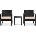 SereneLife Patio Outdoor Furniture 3 Pcs. Per Set-Includes 2 Single Chairs & 1 Coffee Table Brown