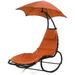 Amazingforless Rocking Curved Chaise Lounge Hammock Rocker Chair Lounger with Cushion for Backyard Patio w/ Pillow Canopy Steel Stand