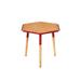 Paige 18 Inch Hexagon Illusion Wood Side Table, Brown, Red - 17.9" L x 15.6" W x 15.7" H