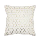 Pasargad Home Grandcanyon Gold Foil Cotton Pillow, White - 17"W x 17"L x 5"H