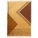 Casavani Hand Woven Rectangle Rug Boho Print Brown Natural Cotton Kilim 4x8 feet