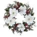Nearly Natural 22 Snowed Magnolia & Berry Wreath