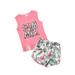 Baby Clothes Girls with No Clothes on Printed Set Top Shorts Pants Kids 14T Two Vest Baby Girls Words Floral Outfits Pieces Sleeveless Beach Girls Outfits&Set Girl Size 6
