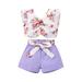 Matching Baby And Girl Clothes 3 Piece Little Character Set Toddler Girls Sleeveless Floral Prints Ruffles Vest Tops And Shorts Outfits Long Sleeve