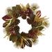 Nearly Natural 27 Magnolia Leaf Berry Antler and Peacock Feather Artificial Wreath