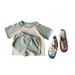 Clothes for Toddlers Little Girls Tracksuit Set Baby Girls Boys Cotton Summer Patchwork Color Block Short Sleeve Tshirt Short Pants Set Outfits Set 12