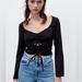Zara Tops | Nwot Zara Ruched Cut-Out Top- Size M True To Size | Color: Black | Size: M