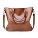 ANNI RIEL Extra Large Leather Tote Bag for Women with Zipper, Fashion Top Handle Shoulder Bag Casual Tote Crossbody Bag (Brown)