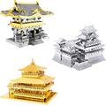 Metal Earth Fascinations 3D Metal Model Kits Set of 3 - Yomeimon Gate - Himeji Castle - Kinkaku-ji