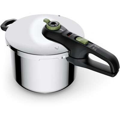 Schnellkochtopf TEFAL "Secure Trendy", silber (edelstahlfarben, 4 liter volumen), Töpfe, Dampfkochtopf, Garregler, Siche