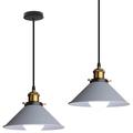 Axhup - lustre - suspension Luminaire Abat-jour Metal Lampe Suspension E27 22cm Gris Lot de 2
