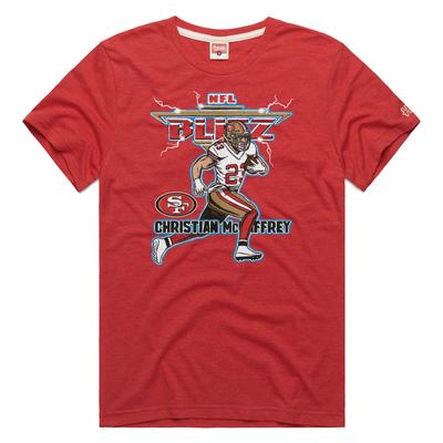 Homage Christian McCaffrey Heathered Scarlet San Francisco 49ers NFL Blitz Player Tri-Blend T-Shirt für Herren Image