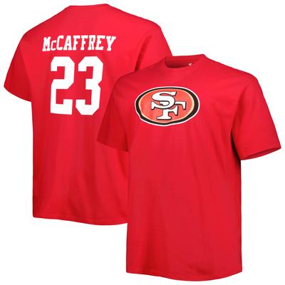 Herren Fanatics Christian McCaffrey Scarlet San Francisco 49ers Big & Tall T-Shirt mit Spielername und -nummer Image
