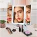 Tri-Fold Makeup Mirror with 3-Color LED Lighting 1x 2X 3X Magnification Adjustable Brightness