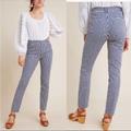 Anthropologie Pants & Jumpsuits | Anthropologie The Essential Slim Trousers Blue Motif 6 | Color: Blue/White | Size: 6