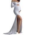 V-Neck Maternity Photography Shoulders Women Props Off Dress Long Pregnants Maternity dress Woman Dresses Casual