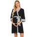 Maternity Delivery Robe Gown Nightgowns Breastfeeding Maternity dress Quilted Leather Sleeve Coat