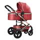 Comfortable Stroller 2 in 1 Pram with Damping Wheels,Lightweight Bassinet Stroller for Toddler,Aluminum Alloy Frame,5-Point Harness (Color : Red)