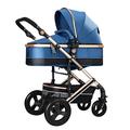 Comfortable Stroller 2 in 1 Pram with Damping Wheels,Lightweight Bassinet Stroller for Toddler,Aluminum Alloy Frame,5-Point Harness (Color : Blue)