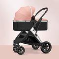 2 in 1 Adjustable Baby Pram Stroller Compact Stroller Shock-Absorbing Toddler Stroller for Boys and Girls,Comfortable Bassinet with Foot Cover (Color : Pink)