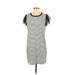 Adrienne Vittadini Casual Dress - Shift Crew Neck Short sleeves: White Print Dresses - Women's Size Small