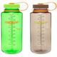 Nalgene Sustain 50% Recycled Wide Mouth Twin Pack 1L Bottles - Melon & Wood Brown, 1 Litre / 32oz Drink Water Reusable Flask BPA Free