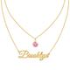 SISGEM Name Necklace, S925 Silver 9ct/14ct/18ct Gold Personalised Layered Necklace with Birthstone, Custom Nameplate, for Women Girls Ladies Mum Sisters, 16"+1"+1"