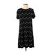 Ann Taylor LOFT Casual Dress - Shift Crew Neck Short sleeves: Black Chevron/Herringbone Dresses - Women's Size X-Small