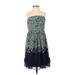 LC Lauren Conrad Casual Dress: Blue Damask Dresses - Women's Size 2