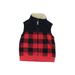 Carter's Vest: Red Checkered/Gingham Jackets & Outerwear - Size 9 Month