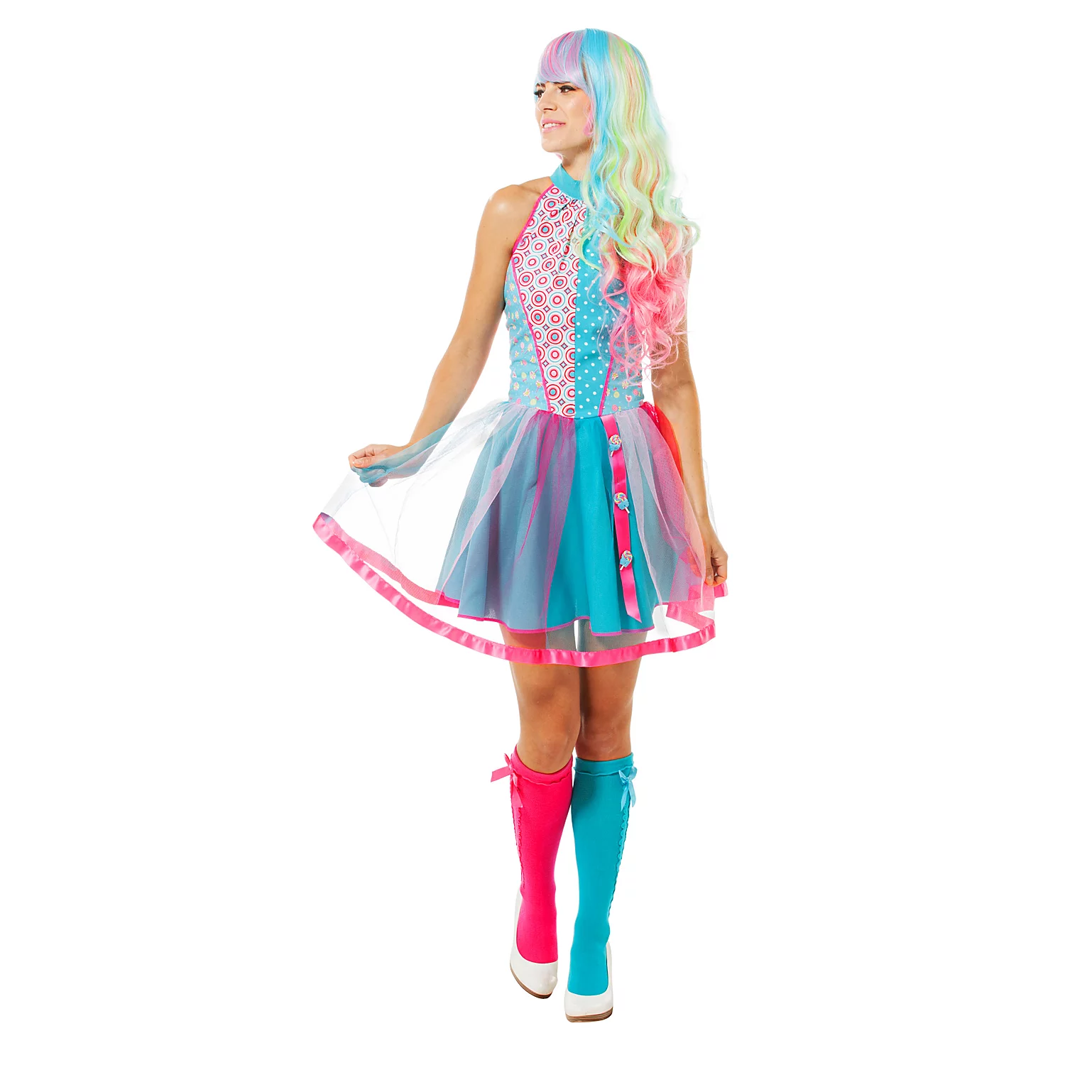 Candy-Girl-Kostüm für Damen, türkis/pink