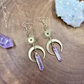 Boucles d'oreilles à Quartz Lilac Aura céleste boucles d'oreilles en cristal arc-en-ciel bijoux