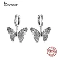 BAMOER – boucles d'oreilles papillon Vintage en argent Sterling 925 pierre noire goutte pour