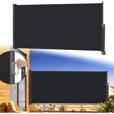 Seitenmarkise 140x300cm Balkon Sichtschutz Ausziehbar Seitenrollo 100% Polyester Alu Ständer Image
