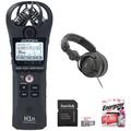 Zoom H1n-VP Portable Handy Recorder with Windscreen AC Adapter USB Cable & Case (Black) Bundle with Polsen Studio Pro Headphones 32GB Memory Card and AA Alkaline Batteries Pack