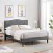 VECELO, Upholstered Platform Bed Frame with Nailhead Headboard Twin Full Queen Size Bed-Grey