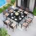 9 Pieces Patio Dining Set, 60 Inch Square Metal Table and Rattan Dining Chairs