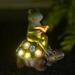 Goodeco Frog Stuff and Turtle Garden Sculptures & Statues Cute Solar Lawn Ornaments Outdoor Statues Sea Turtle Gifts for Women 7.1*7.7in