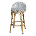 Butler Specialty Tobias Outdoor Rattan Low Back Counter Stool - Black and White