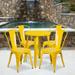 Emma + Oliver Commercial 24 Round Yellow Metal Indoor-Outdoor Table Set with 4 Cafe Chairs