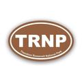 Theodore Roosevelt National Park Brown Oval Sticker Decal - Self Adhesive Vinyl - Weatherproof - Made in USA - euro nps service parks TRNP north dakota painted canyon maltese cross cabin