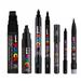 POSCA Mixed Marker Pack - 7 Paint Markers In Various Sizes - Brush 1MR 1M 3M 5M 8K 17K (Black)