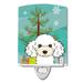 Caroline s Treasures BB1629CNL Christmas Tree and White Poodle Ceramic Night Light 6x4x3 multicolor