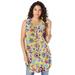 Plus Size Women's Sleeveless Angelina Tunic by Roaman's in Sunset Boho Garden (Size 42 W) Long Shirt Blouse