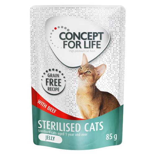 48 x 85 g Concept for Life Sterilised Cats Rind getreidefrei – in Gelee