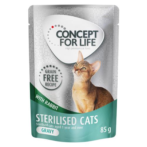 48 x 85 g Concept for Life Sterilised Cats Kaninchen getreidefrei - in Soße