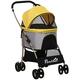 PawHut Detachable Pet Stroller, 3 in 1 Dog Cat Travel Carriage, Foldable Carrying Bag w/Universal Wheels, Brake, Canopy, Basket, Storage Bag - Yellow