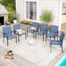 Lark Manor™ Argyri Patio Dining Armchair Sling in Blue | 36 H x 22.8 W x 27 D in | Wayfair 218CA909F3054E9EBCA6AF29C9FE38CF