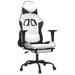 Inbox Zero Gaming Chair w/ Footrest Faux Leather Faux Leather in White/Black | 51.6 H x 26 W x 22 D in | Wayfair C39CC6B5F5654F81907896A7171C688B